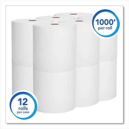 Scott Essential Hardwound Paper Towels, 1 Ply, Continuous Roll Sheets, 1000 ft, White, 12 PK 1000